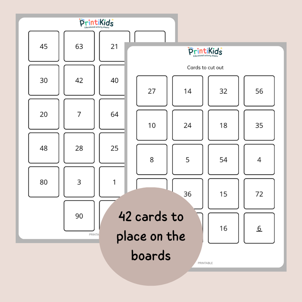 Multiplication Bingo Game – 7 Printable Boards