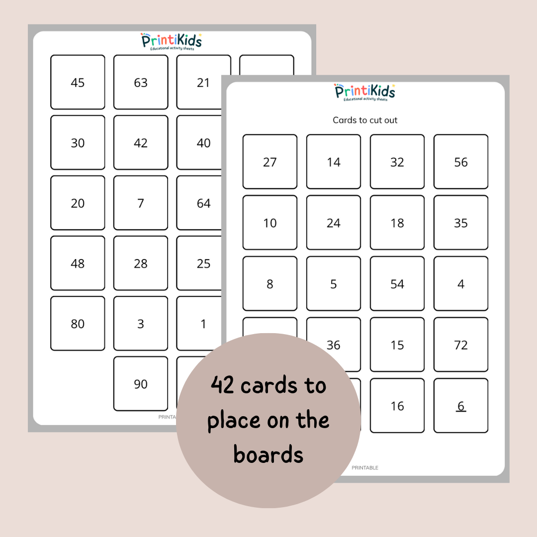 Multiplication Bingo Game – 7 Printable Boards