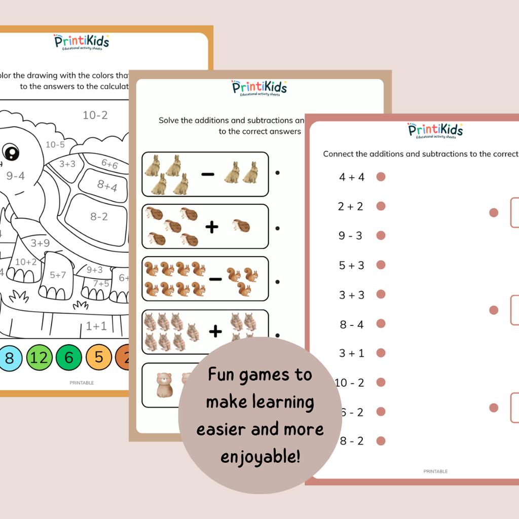 Addition and Subtraction Worksheets Pack – Fun Math Activities for Grade 1–2