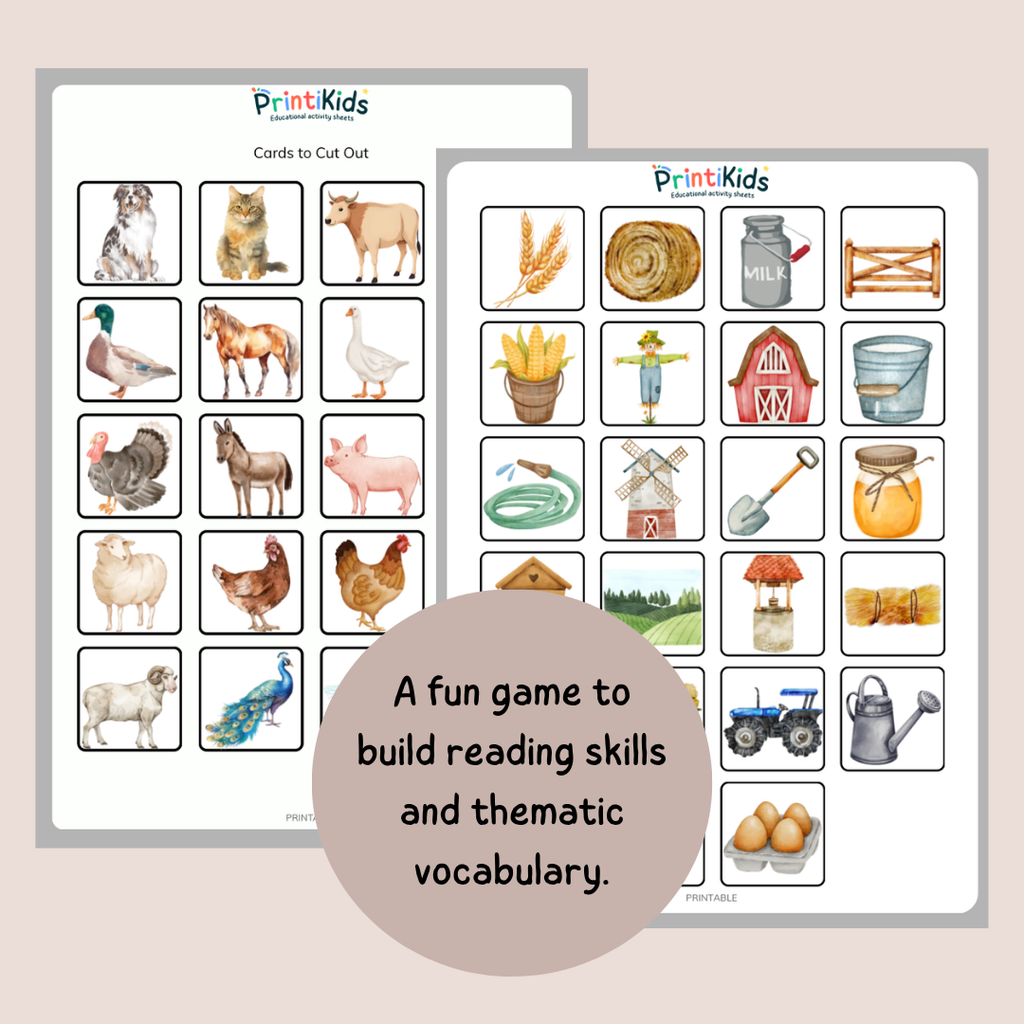 Farm Bingo – Printable Reading & Vocabulary Game - Grade 1–2