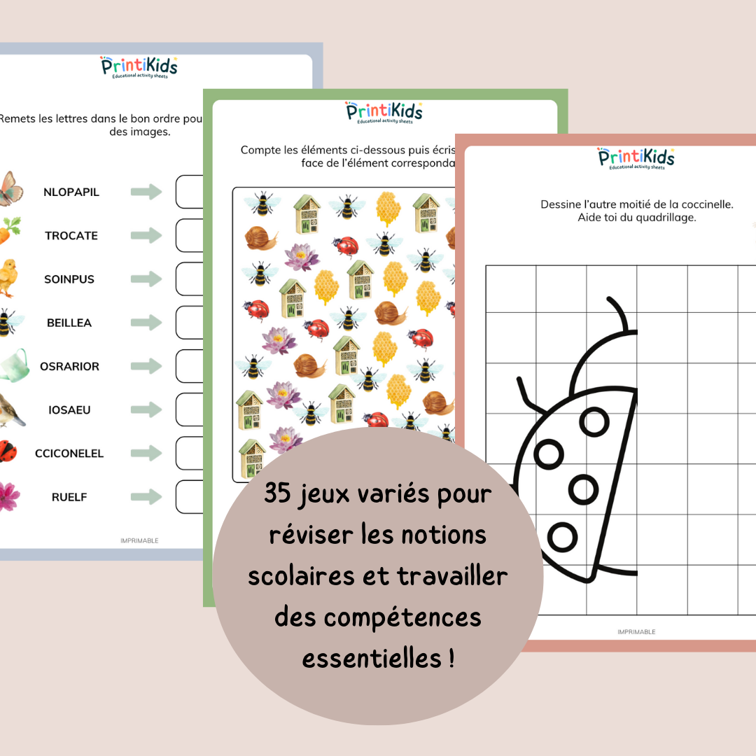Maxi pack activités printemps – 35 pages éducatives complètes CP CE1
