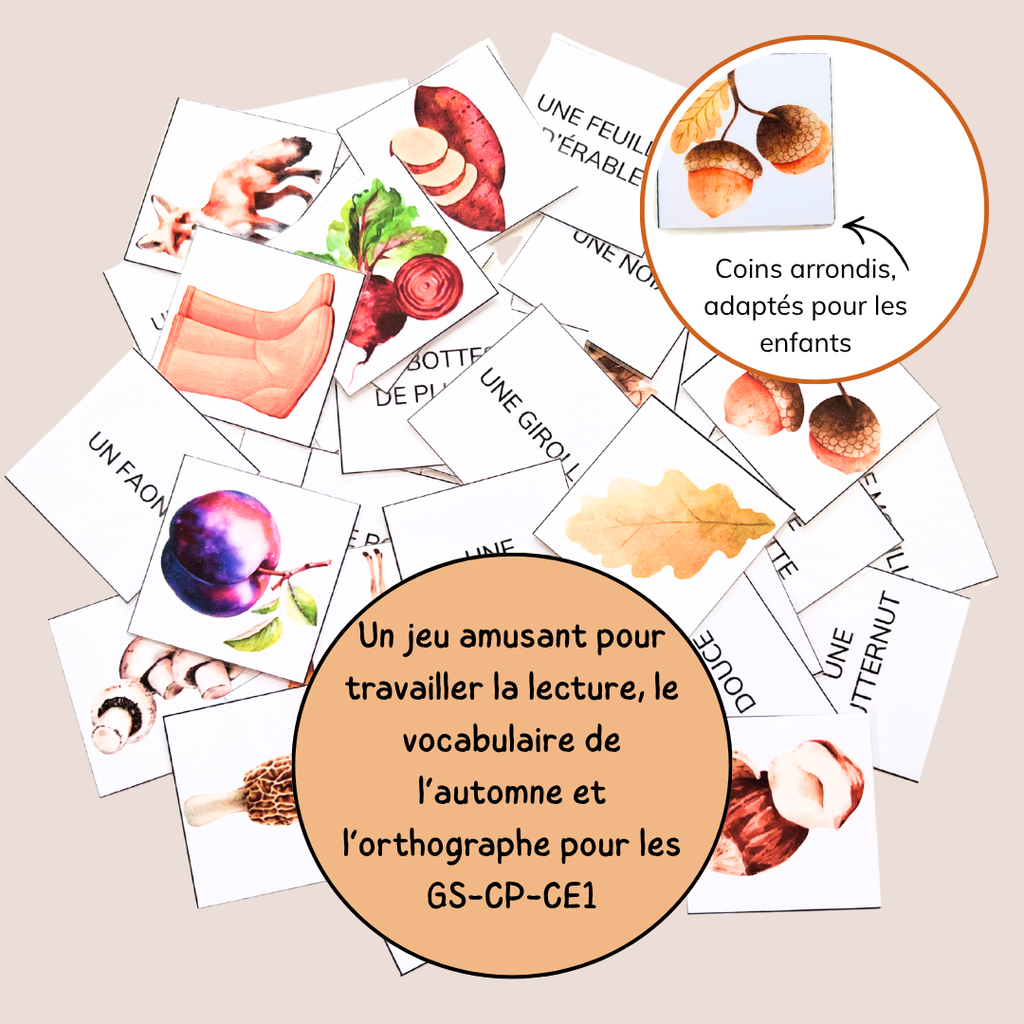 Memory de l’automne – Jeu de lecture et vocabulaire - CP CE1 CE2