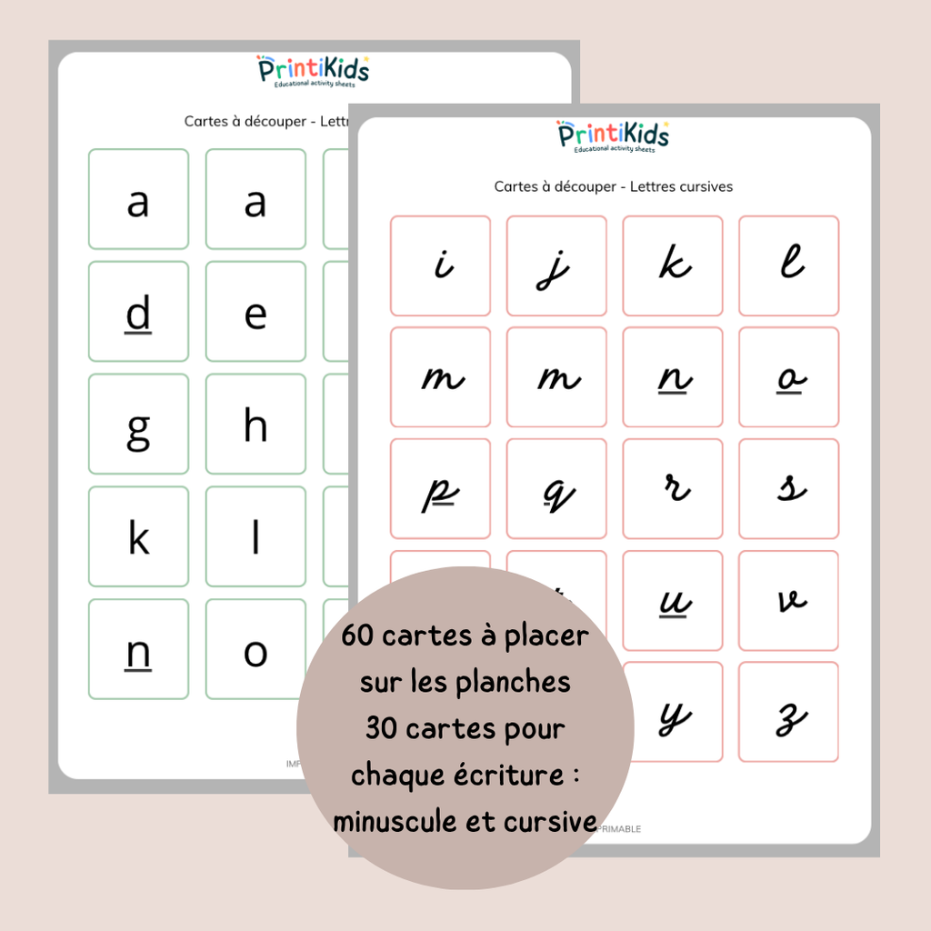 Loto des lettres à manipuler – Associer majuscules, minuscules et cursives – MS GS CP CE1