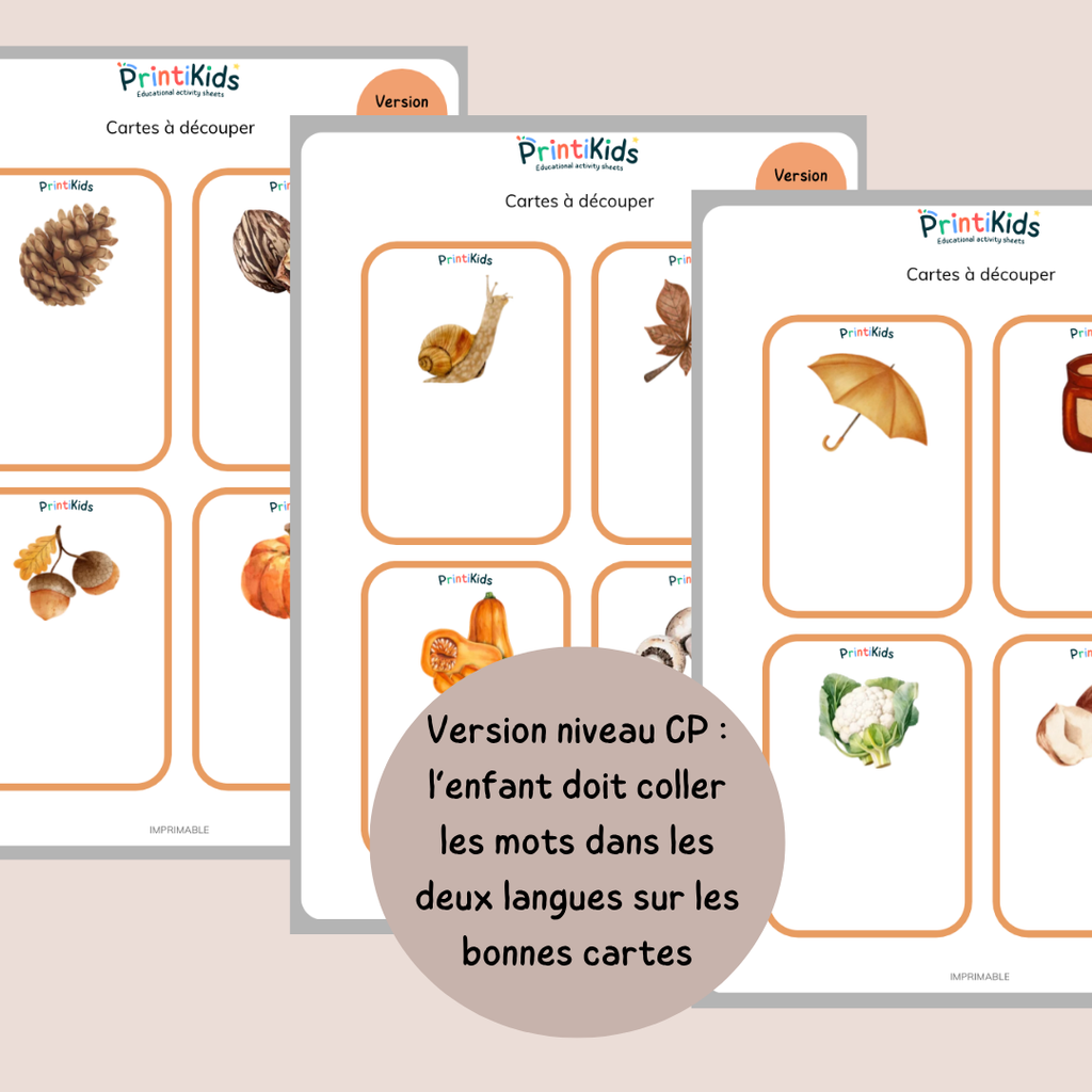 🇫🇷🇬🇧 Cartes de vocabulaire bilingues français anglais – Automne – GS CP CE1