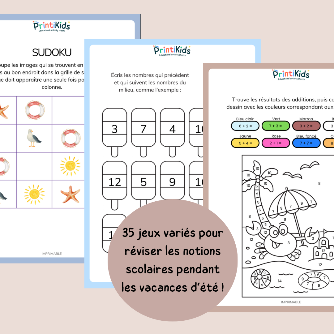 Maxi pack d'activités été – Cahier de vacances à imprimer - CP CE1
