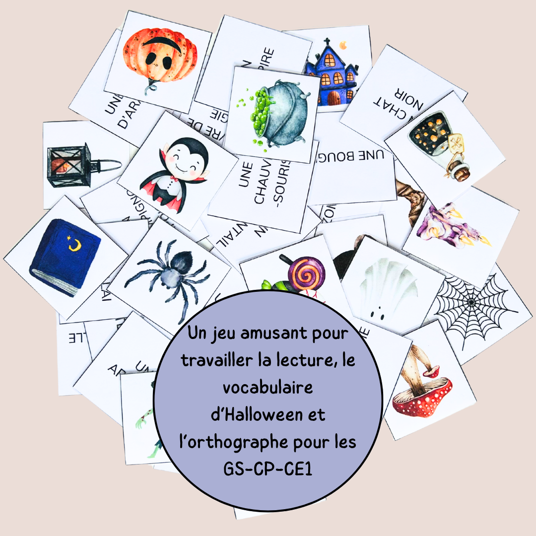 Memory d’Halloween – Jeu de lecture et vocabulaire CP CE1