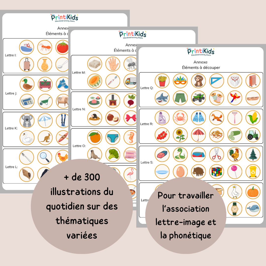 Alphabet et phonologie – activités lettres et sons avec découpage et collage - GS CP