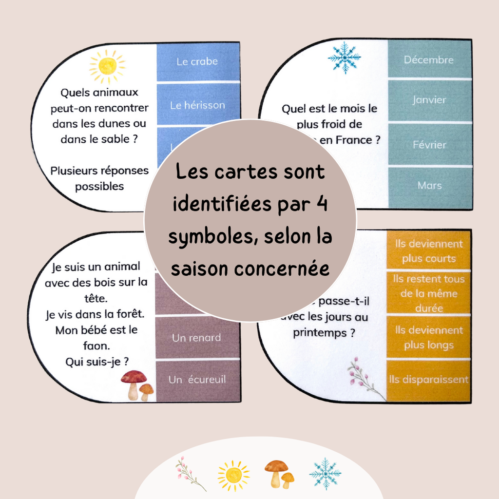Cartes à pinces des saisons - activité autonome CP CE1