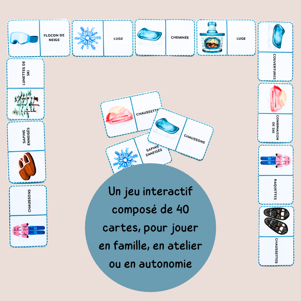Domino de l’hiver – Jeu de lecture et vocabulaire CP CE1