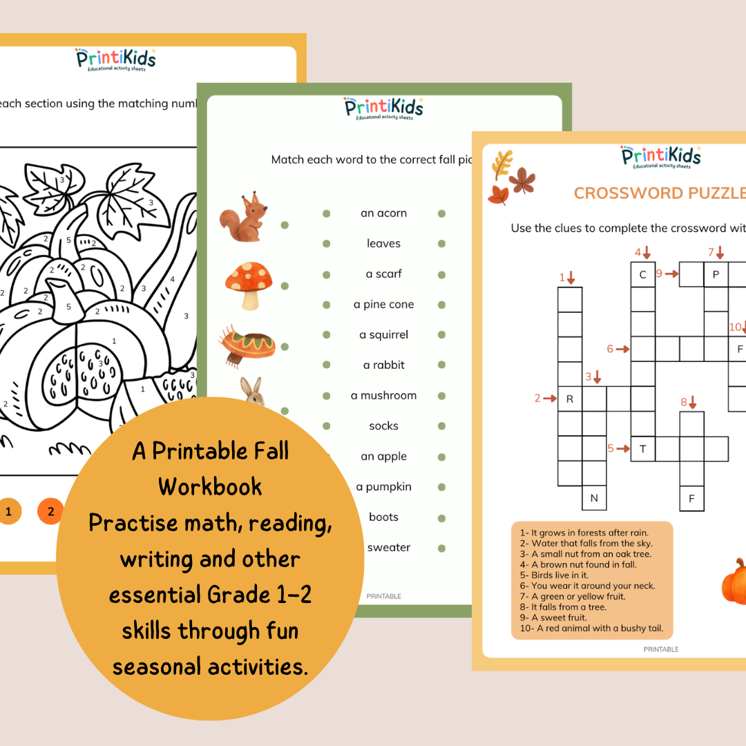 Fall Activity Pack – 20 Printable Educational Activities - Grade 1–2