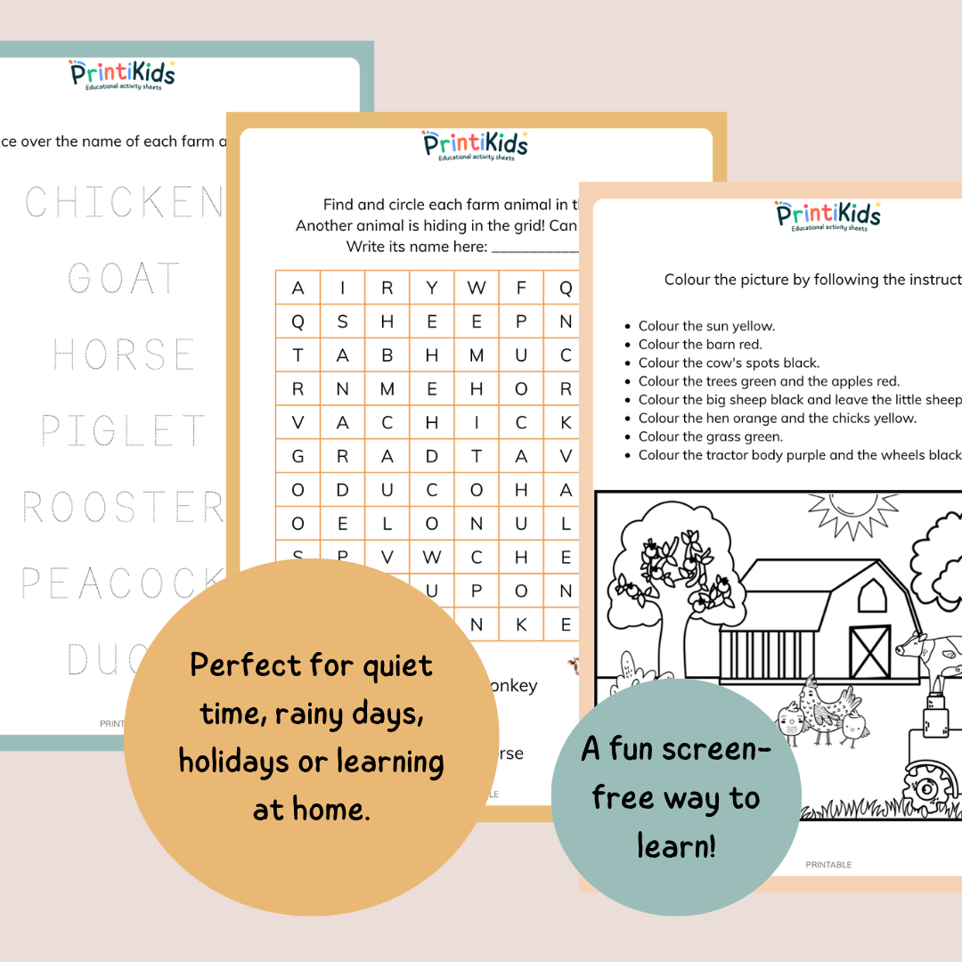 Farm Activity Pack – 20 Printable Educational Activities - Grade 1–2