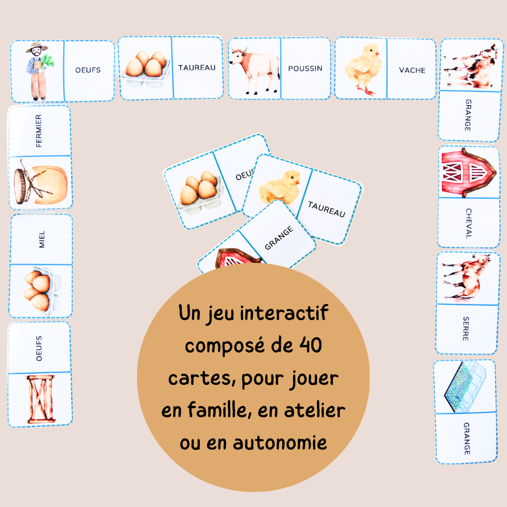 Domino de la ferme – Jeu de lecture et vocabulaire CP CE1