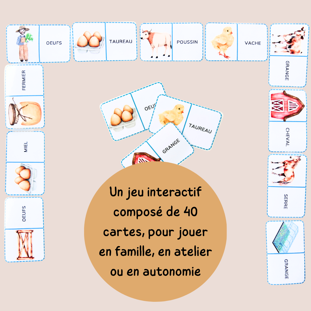 Domino de la ferme – Jeu de lecture et vocabulaire CP CE1