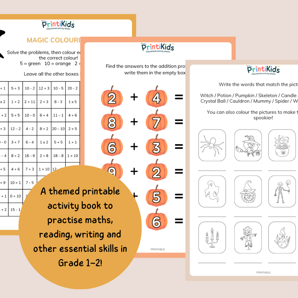 Halloween Activity Pack – 20 Printable Activities – Grade 1–2