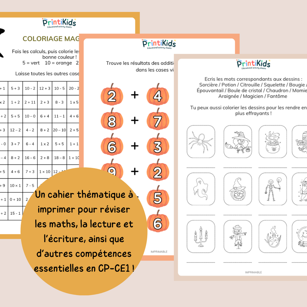 Pack d’activités Halloween – 20 activités éducatives – CP CE1