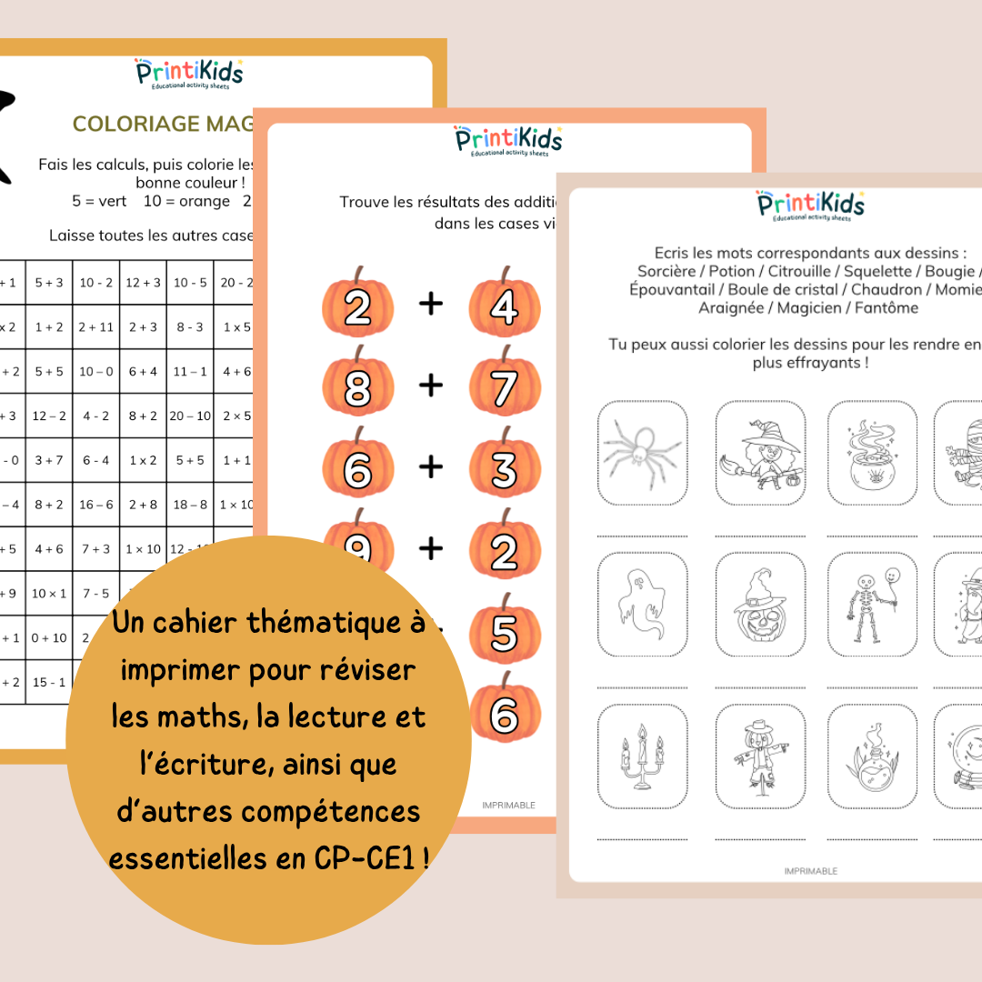 Pack d’activités Halloween – 20 activités éducatives – CP CE1