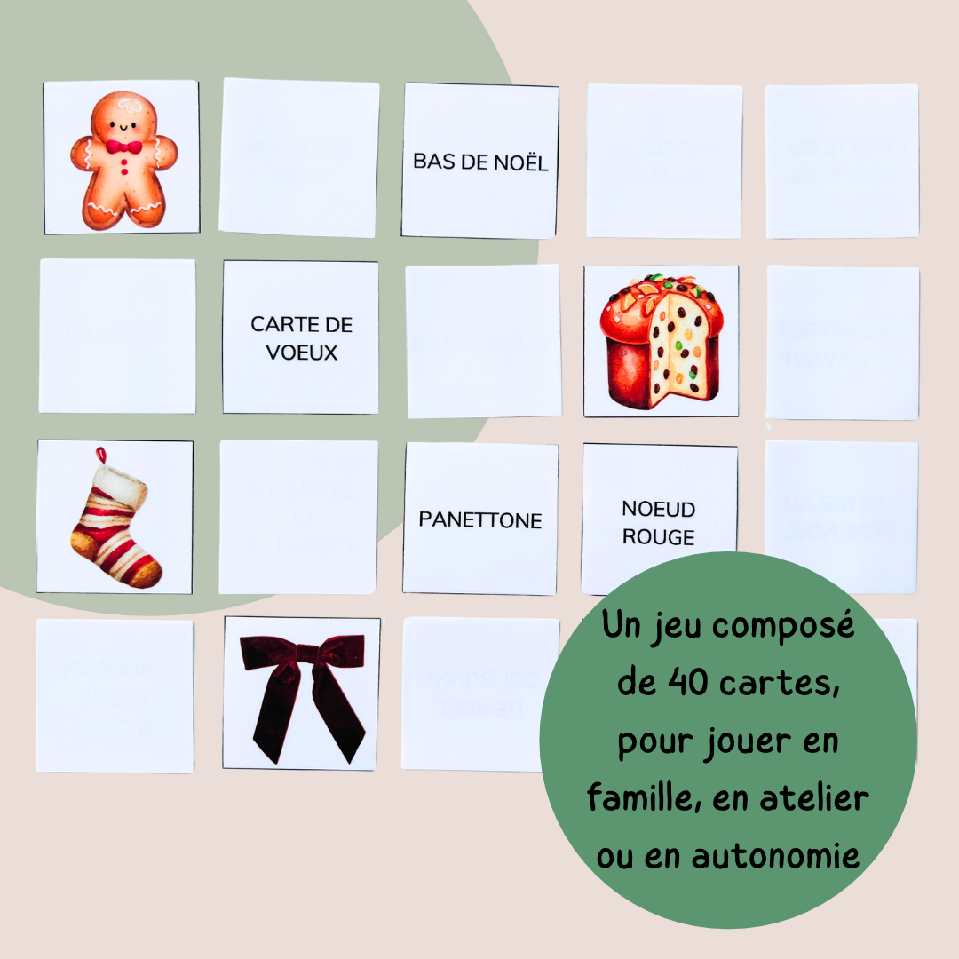 Memory de Noël – Jeu de lecture et vocabulaire - CP CE1
