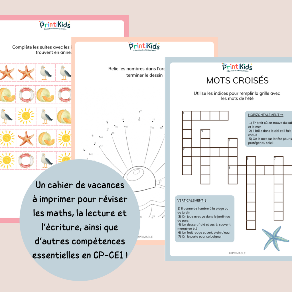 Maxi pack d'activités été – Cahier de vacances à imprimer - CP CE1