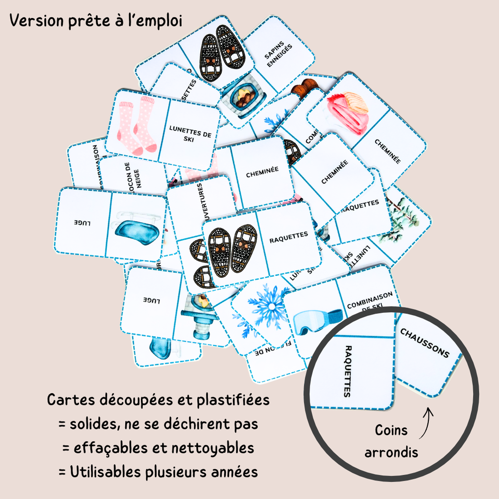 Domino de l’hiver – Jeu de lecture et vocabulaire CP CE1