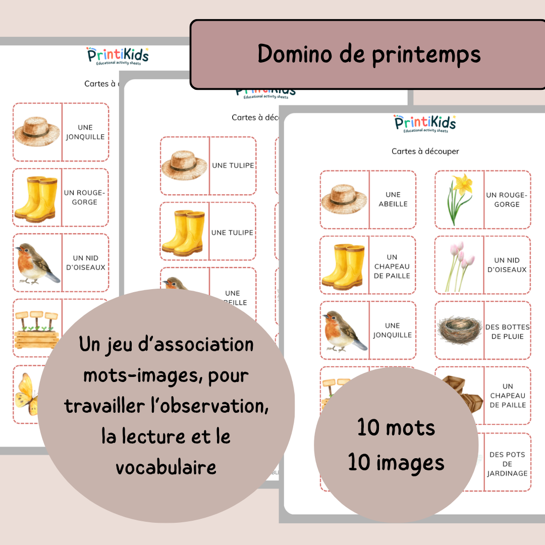 Pack jeux de printemps – Pack de 4 activités vocabulaire et lecture - CP CE1