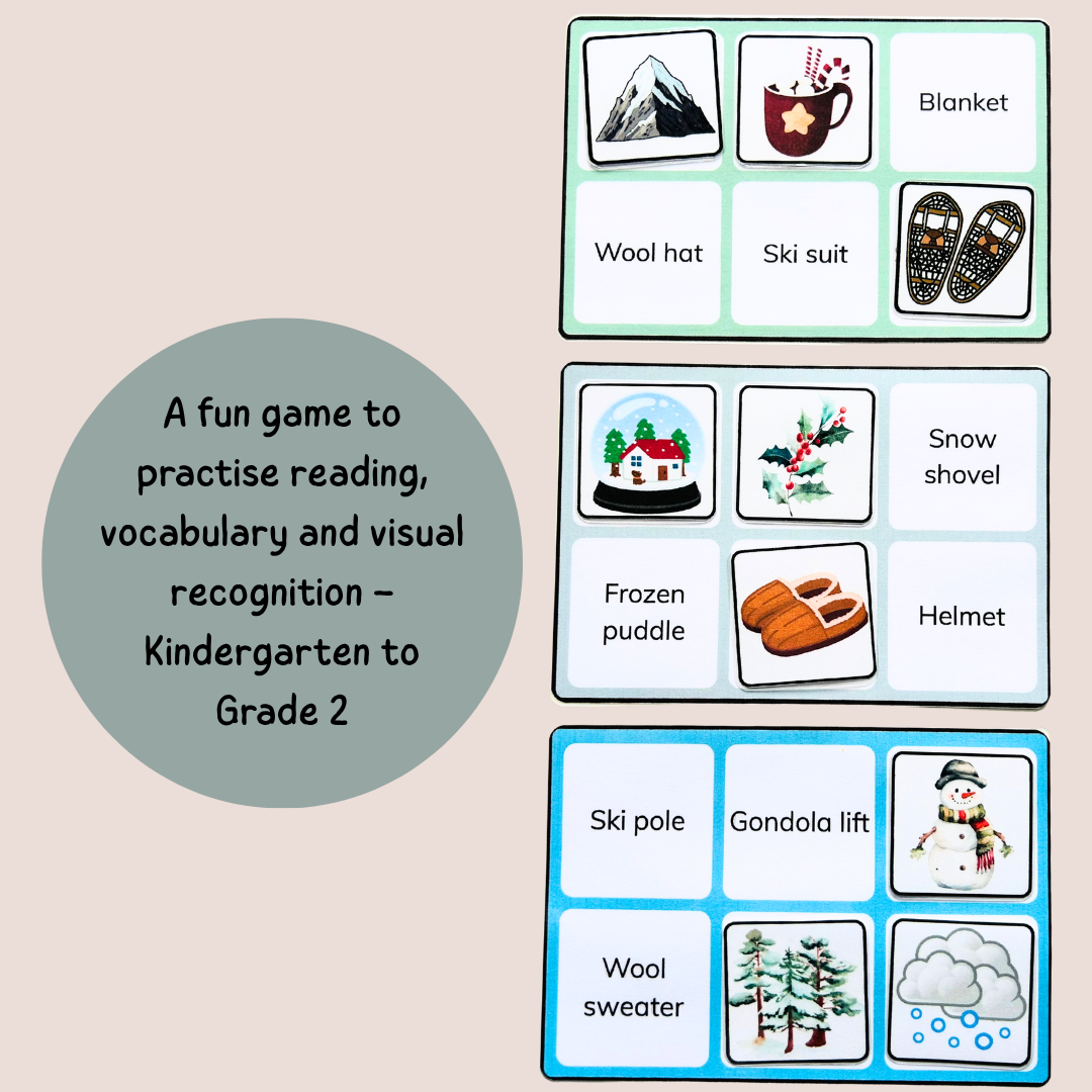 Winter Bingo – Reading & Vocabulary – Grade 1–2