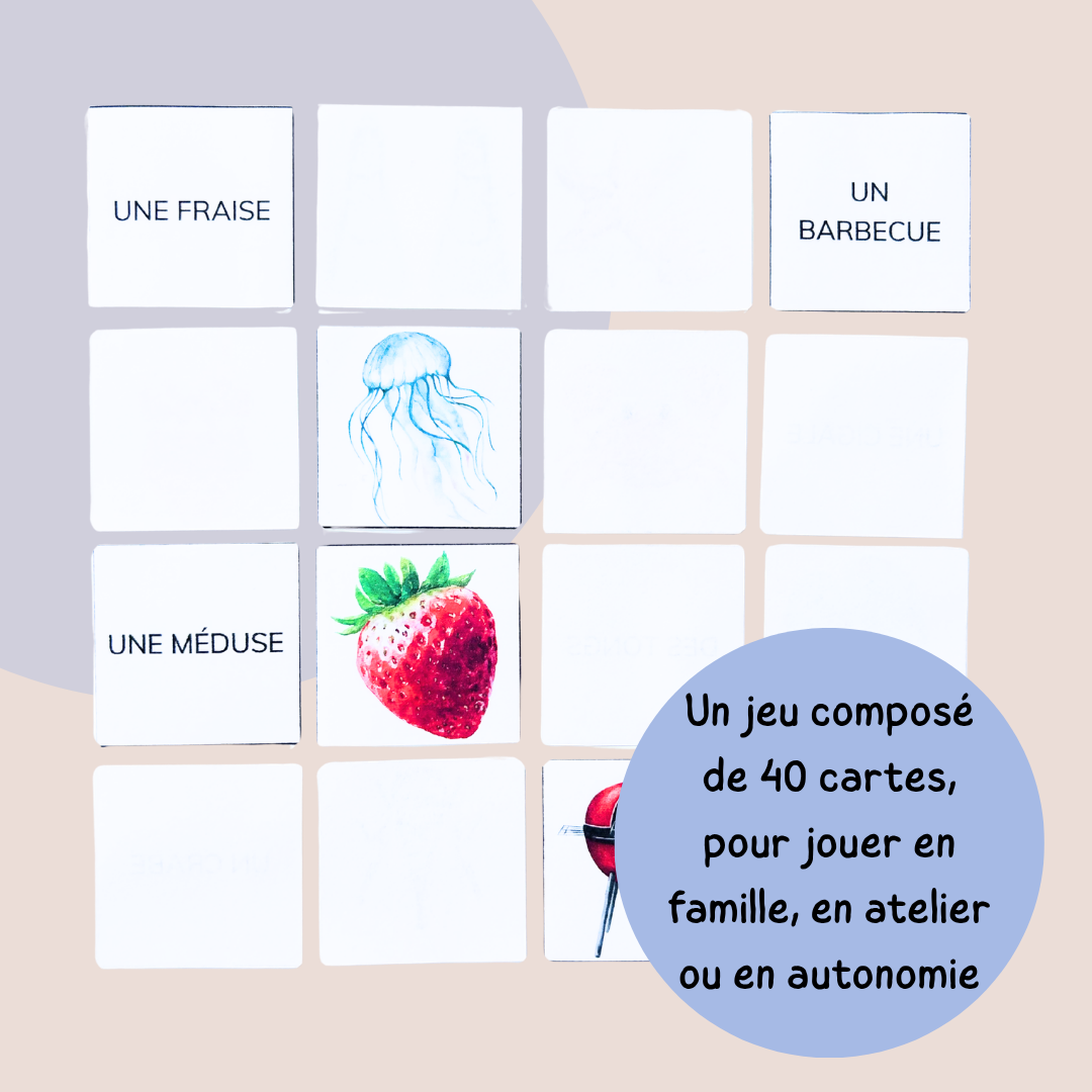 Memory de l'été – Jeu de lecture et vocabulaire CP CE1