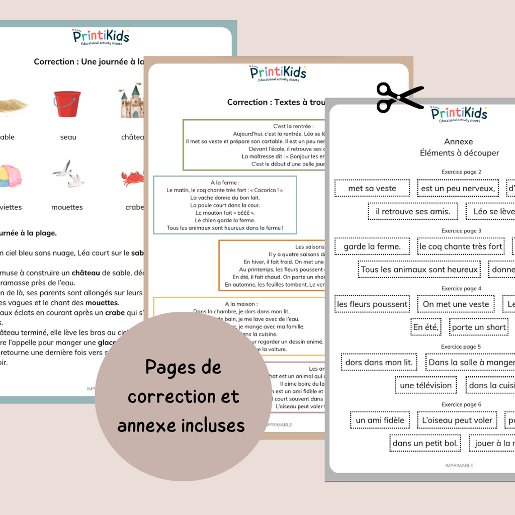 Pack de lecture à compléter – Lecture illustrée et textes à trous – CP CE1