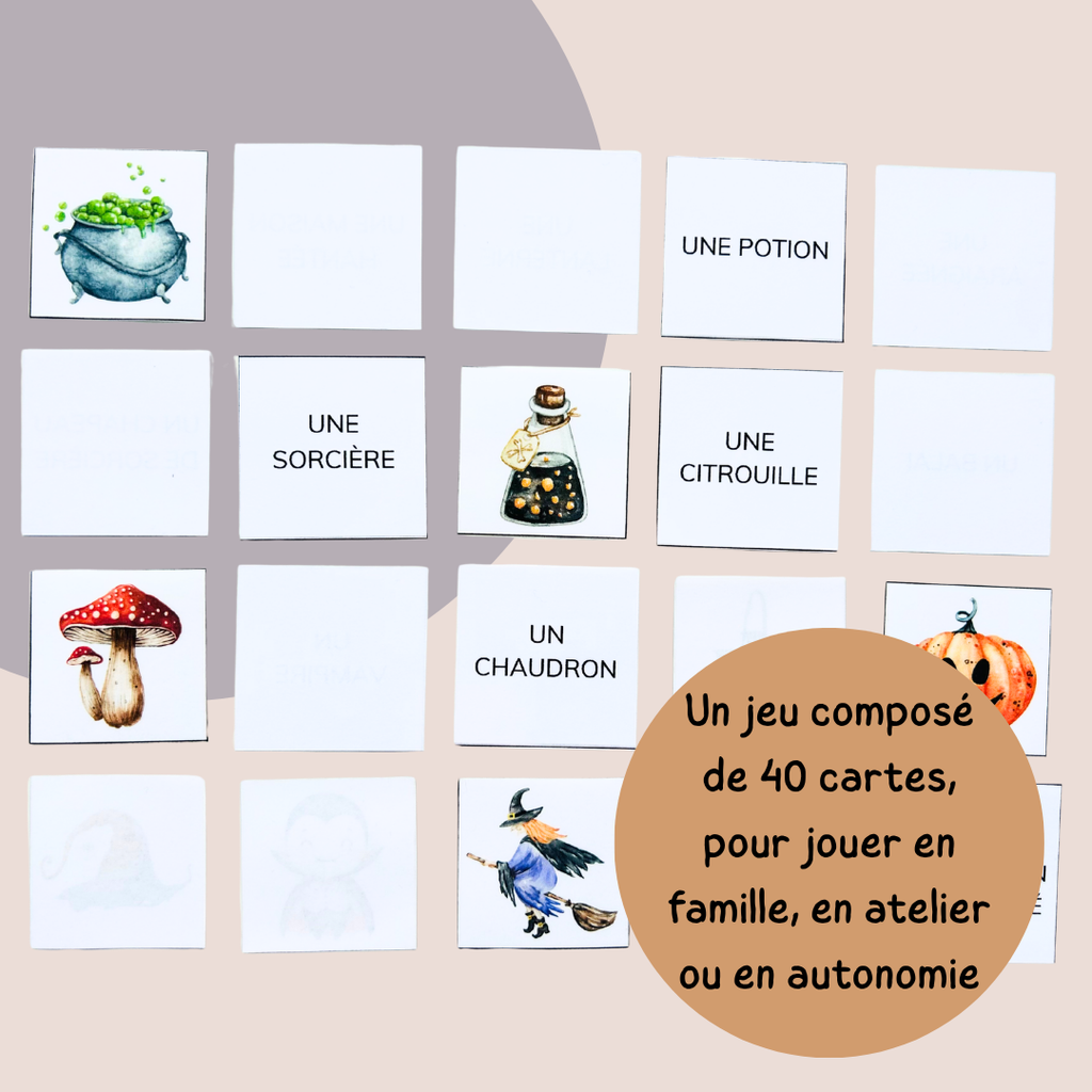 Memory d’Halloween – Jeu de lecture et vocabulaire CP CE1