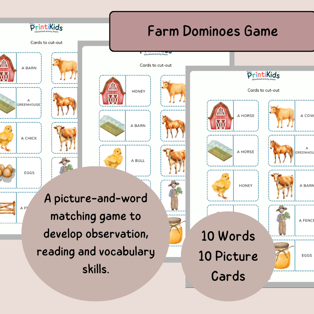 Farm Games Pack – Printable Literacy Games – Grade 1–2