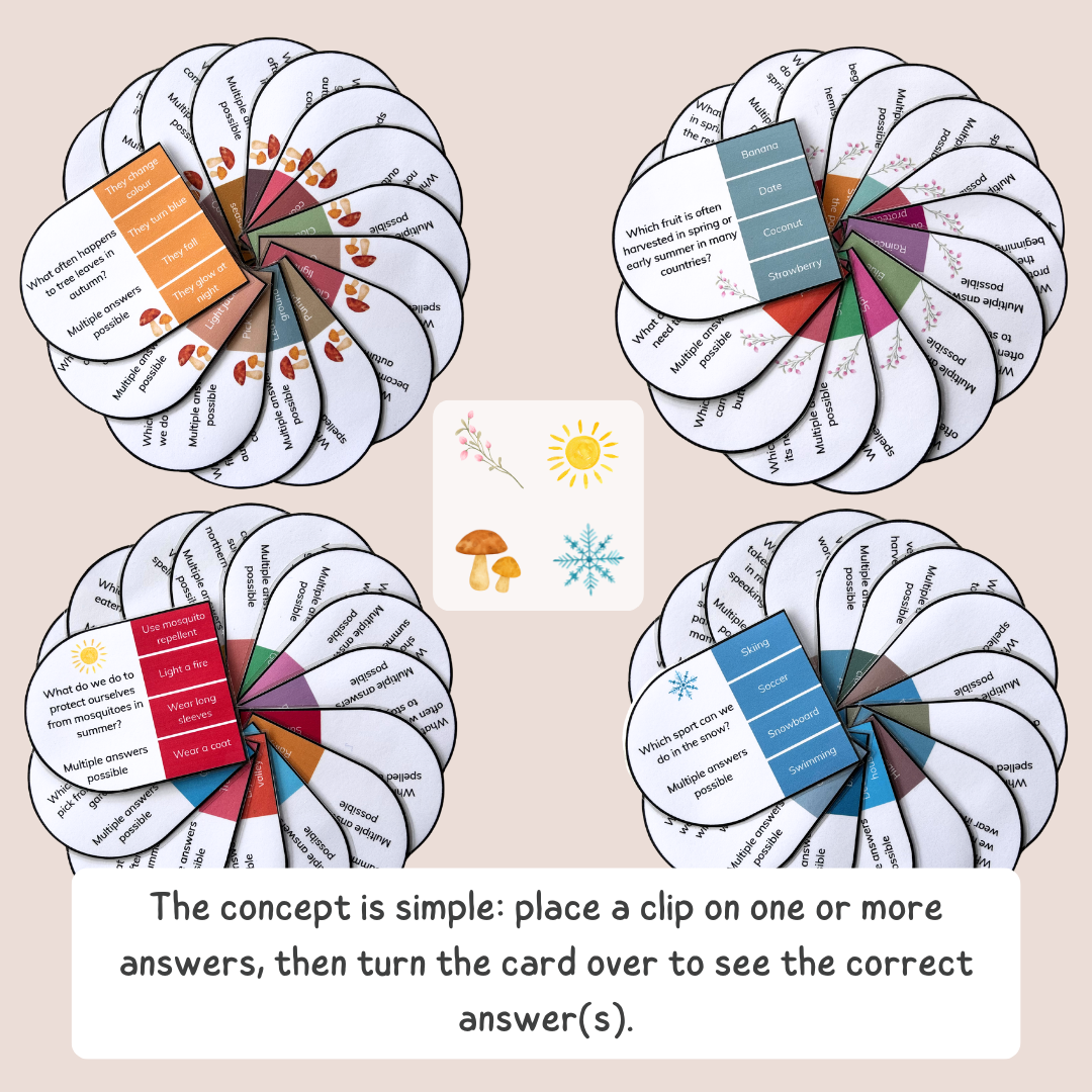 Seasons Clip Cards - Ages 6-7 | Grade 1-2 | Year 2-3