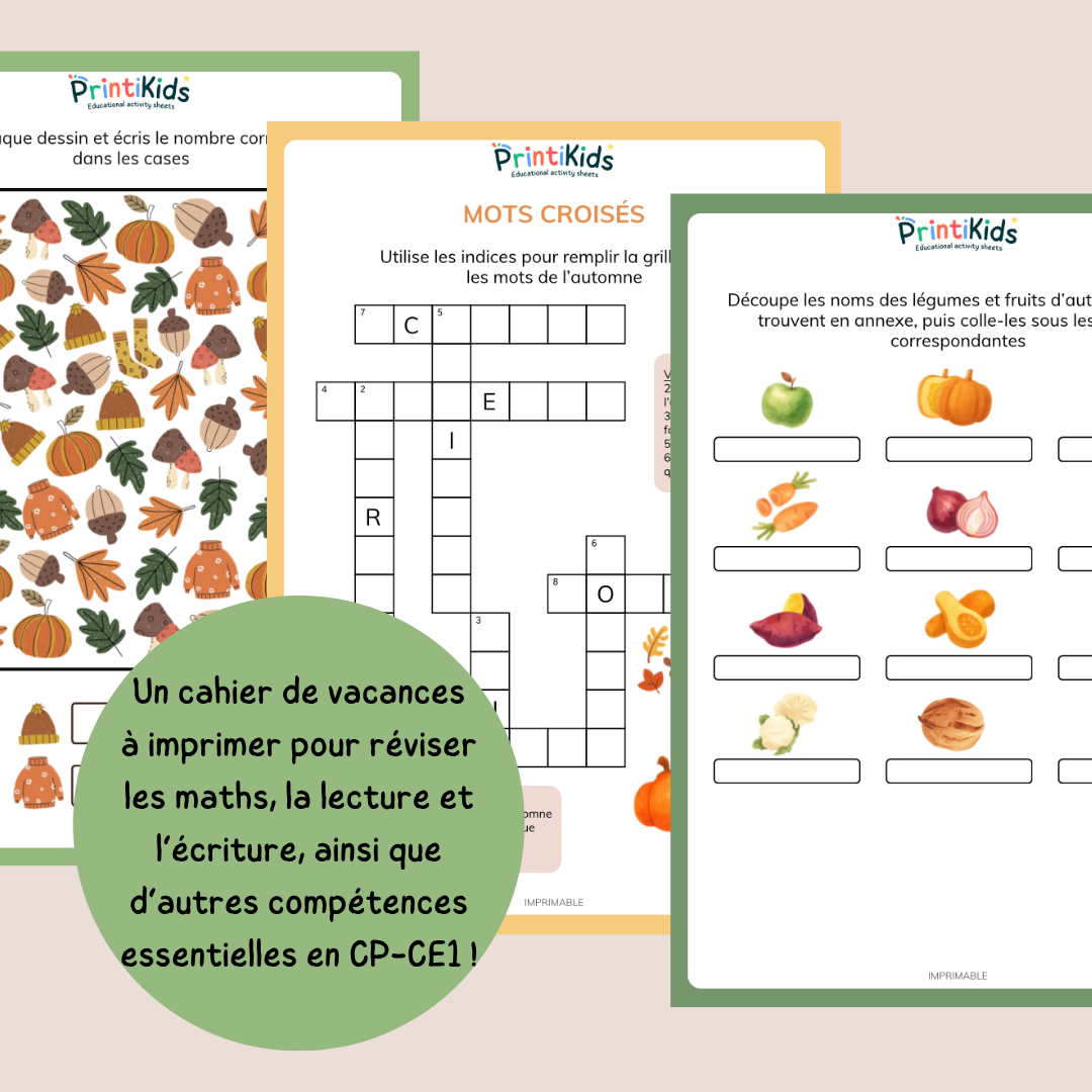 Pack activités automne – Pack de 20 fiches ludiques et éducatives - CP CE1