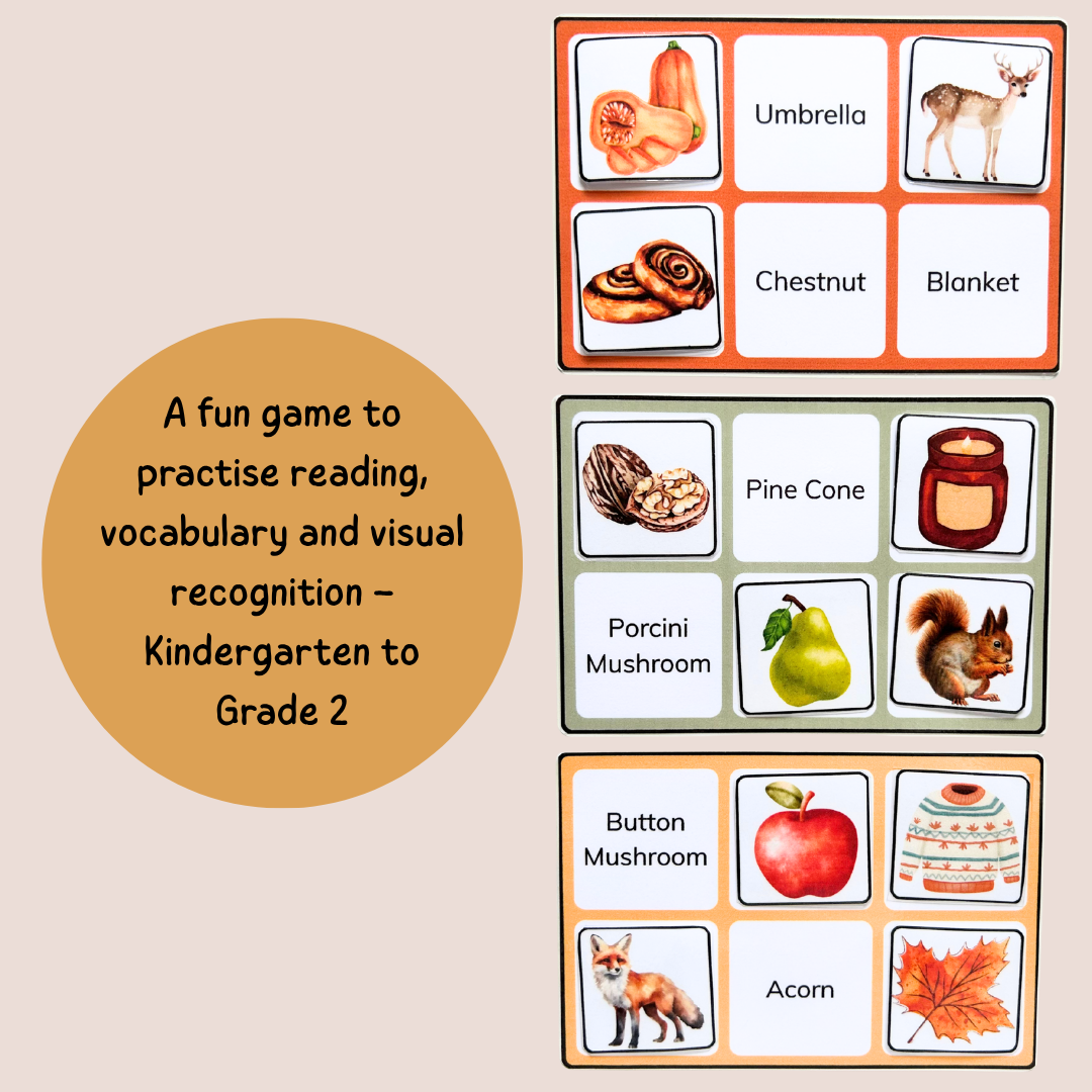 Fall Bingo – Printable Reading & Vocabulary Game – Grade 1–2