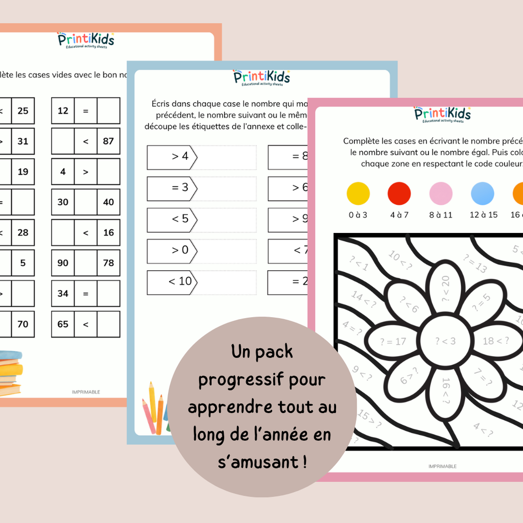 Pack comparaison de nombres – Activités progressives à imprimer - CP