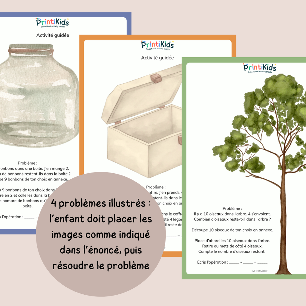 Pack soustractions – problèmes simples et illustrés - CP CE1