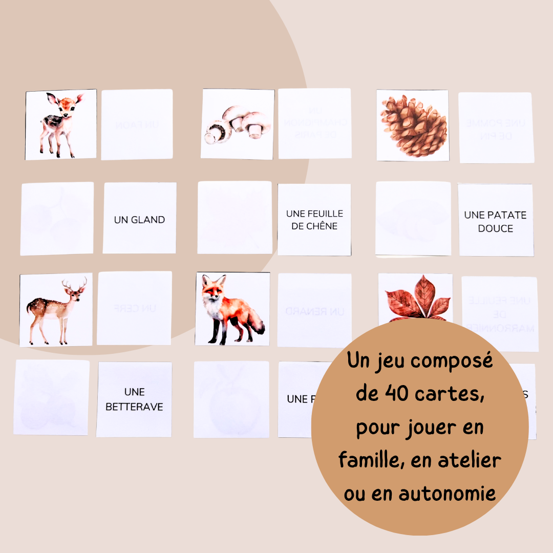 Memory de l’automne – Jeu de lecture et vocabulaire - CP CE1 CE2