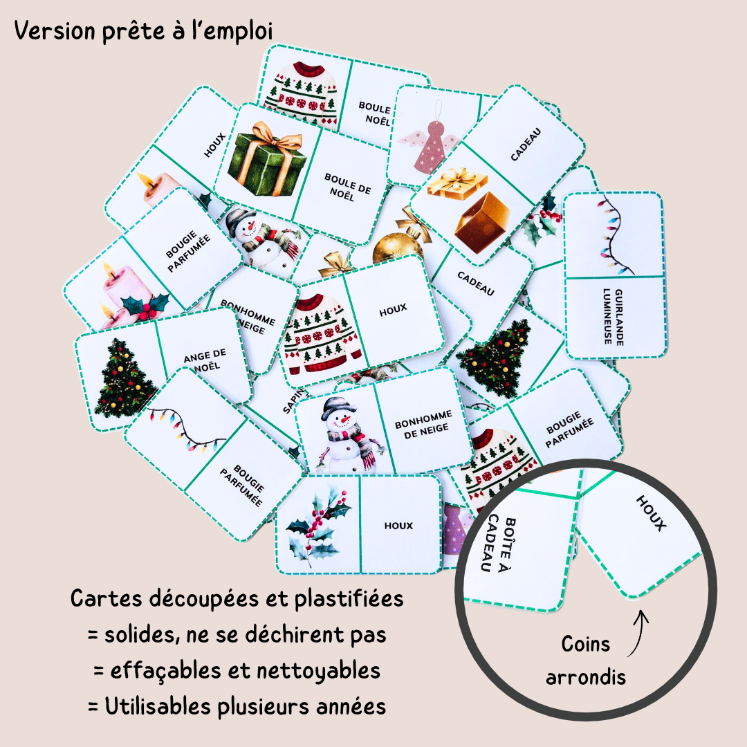 Domino de Noël – Jeu de lecture et de vocabulaire - CP CE1