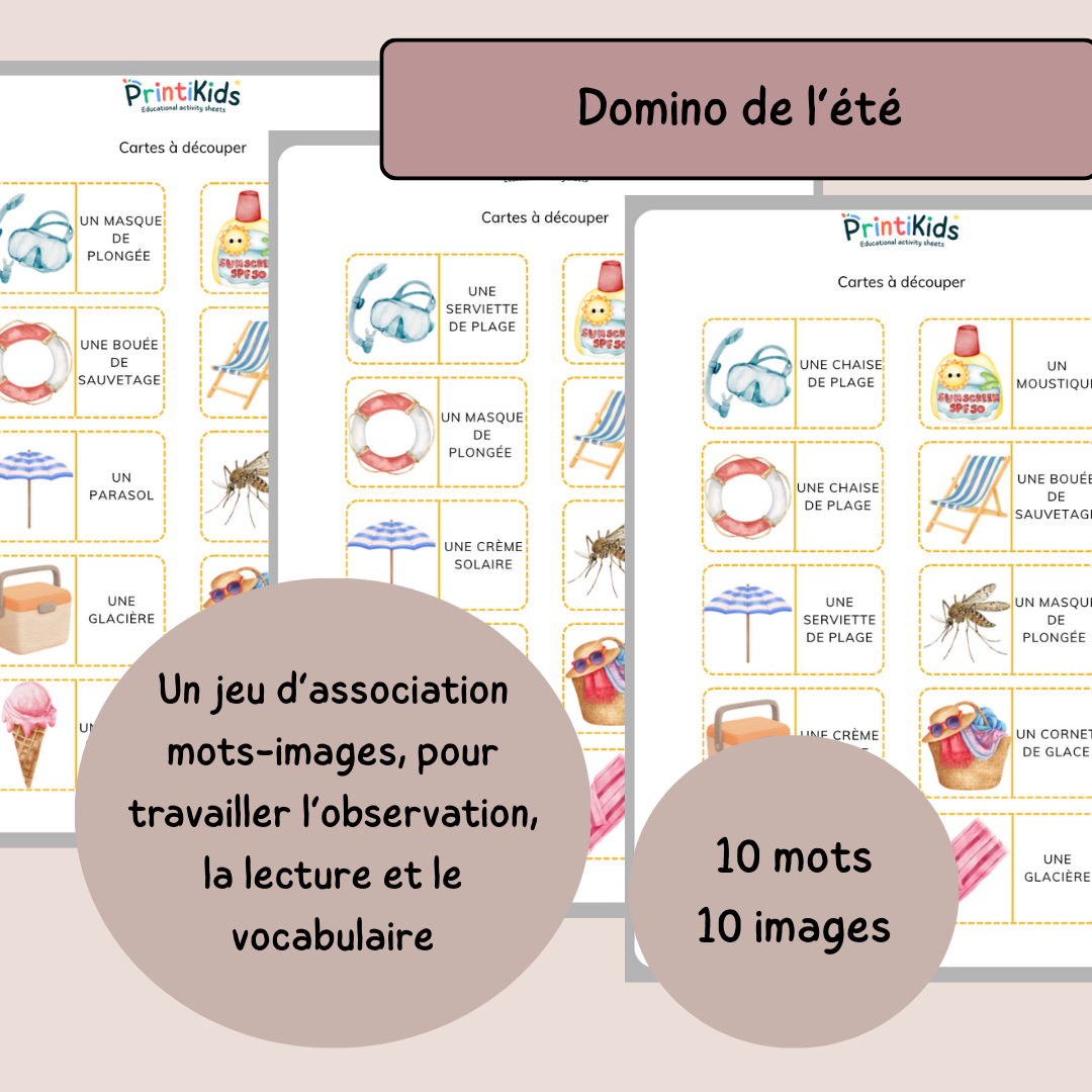 Pack jeux de l'été - 4 jeux éducatifs autour du vocabulaire - CP CE1