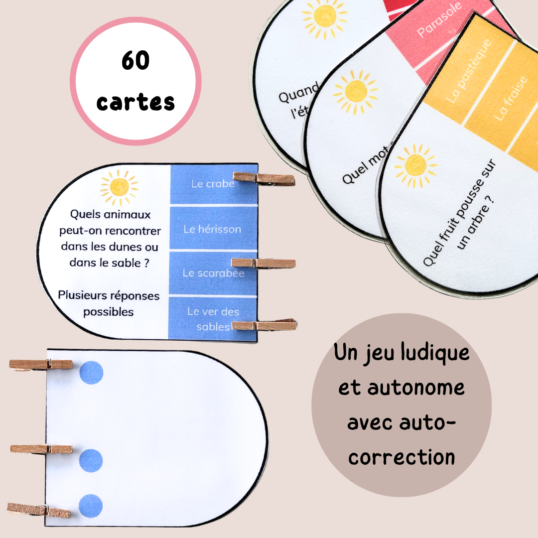 Cartes à pinces des saisons - activité autonome CP CE1