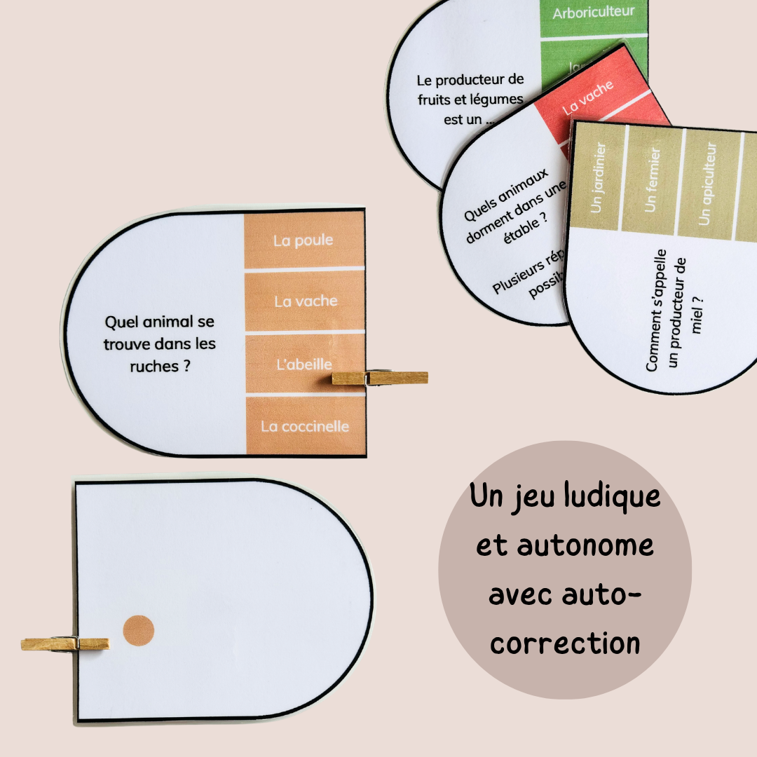 Cartes à pinces ferme – Lecture compréhension CP CE1