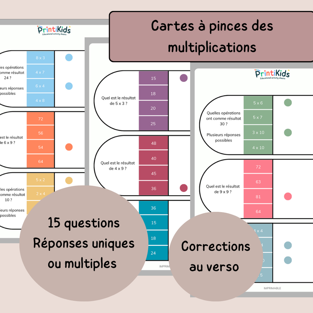 Pack jeux des multiplications - 4 activités CE1 CE2