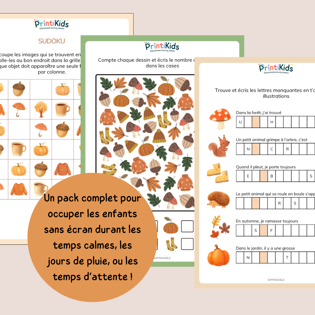 Maxi Pack d'activités d'automne à imprimer – 35 activités éducatives - CP CE1