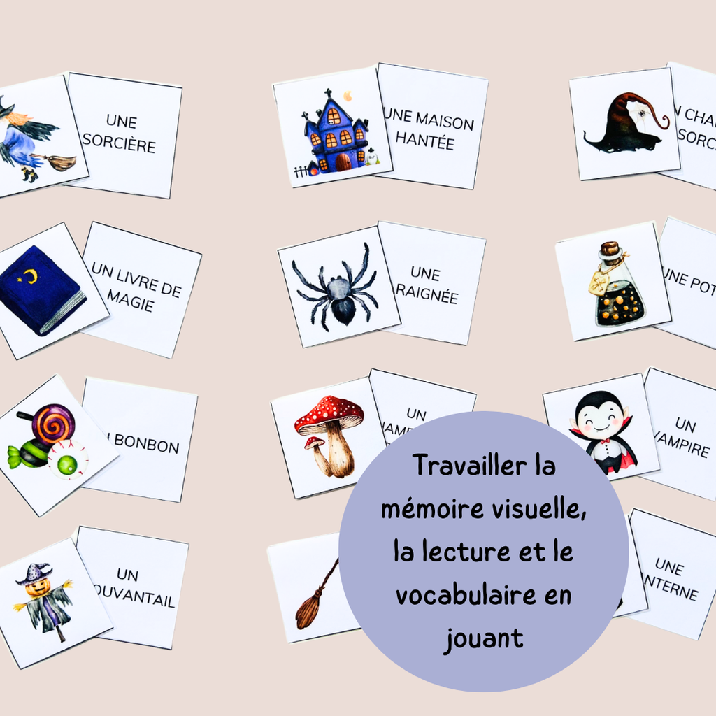 Memory d’Halloween – Jeu de lecture et vocabulaire CP CE1