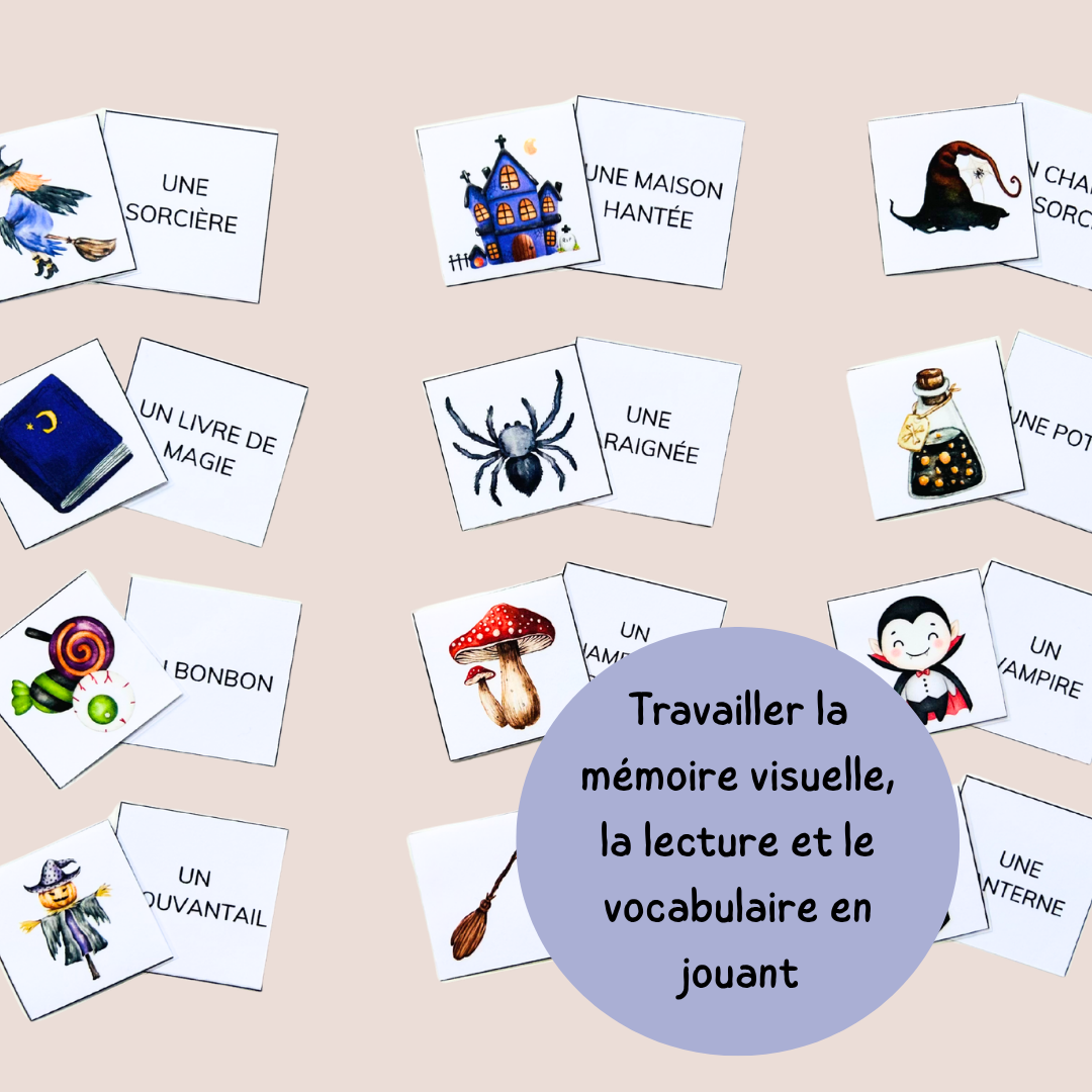 Memory d’Halloween – Jeu de lecture et vocabulaire CP CE1