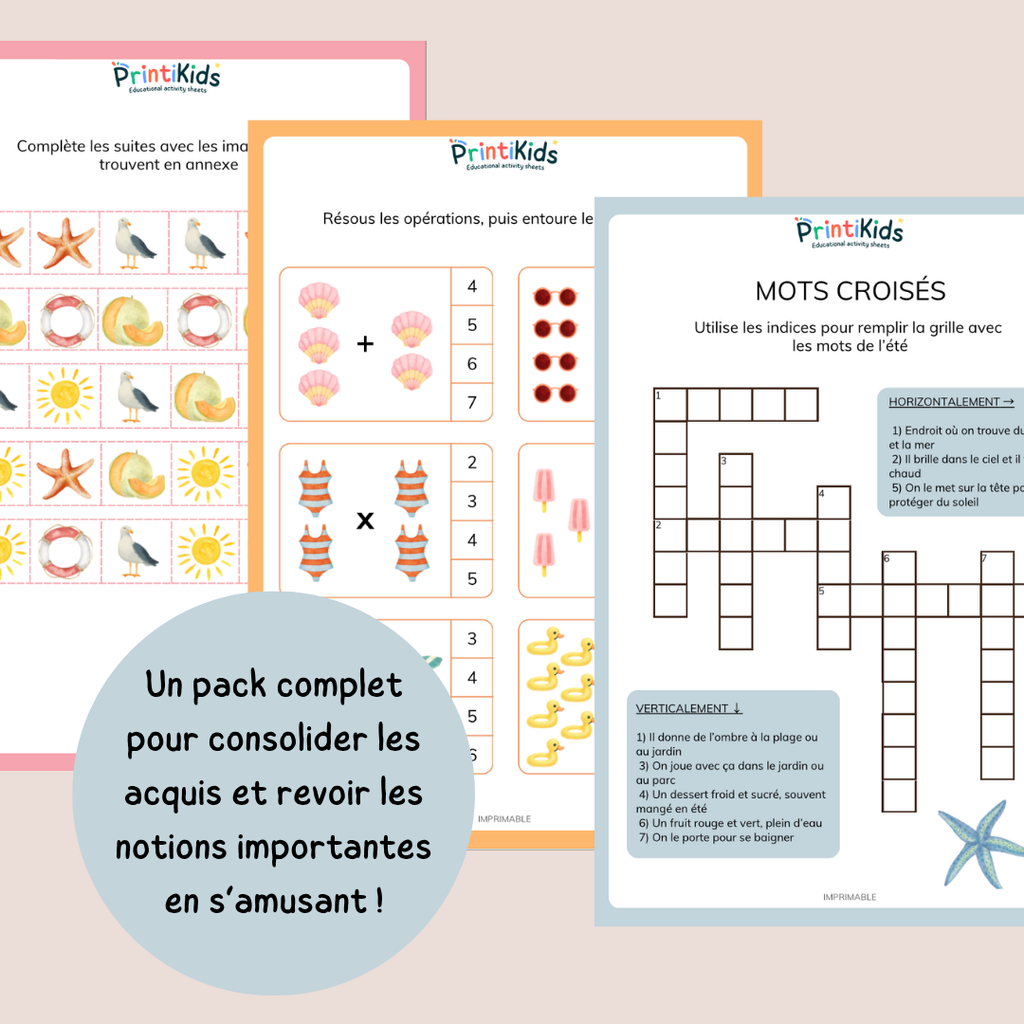 Pack d'activités été – 20 activités ludiques pour réviser en s'amusant - CP CE1