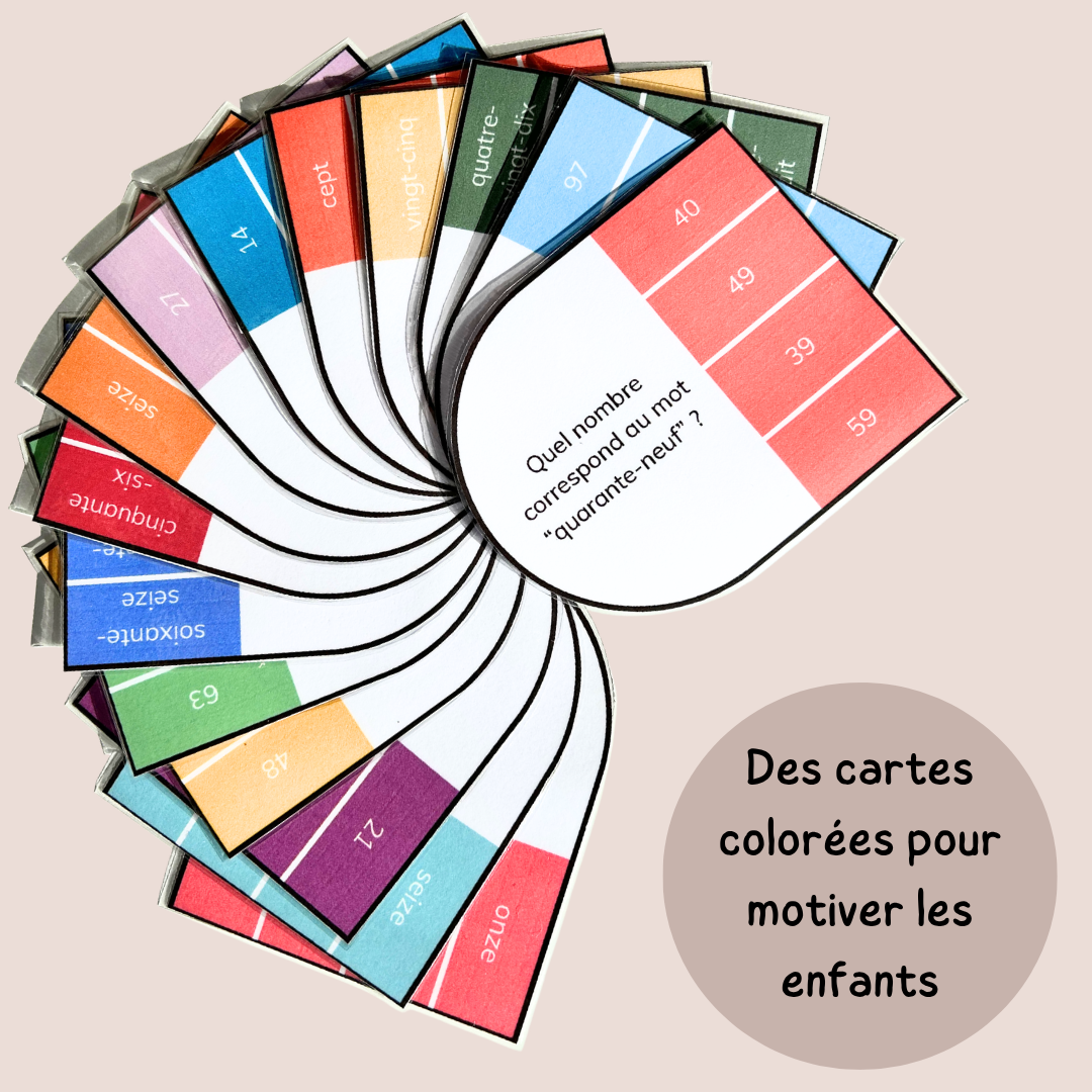 Cartes à pinces écrire les nombres en lettres de 1 à 100 - CP CE1