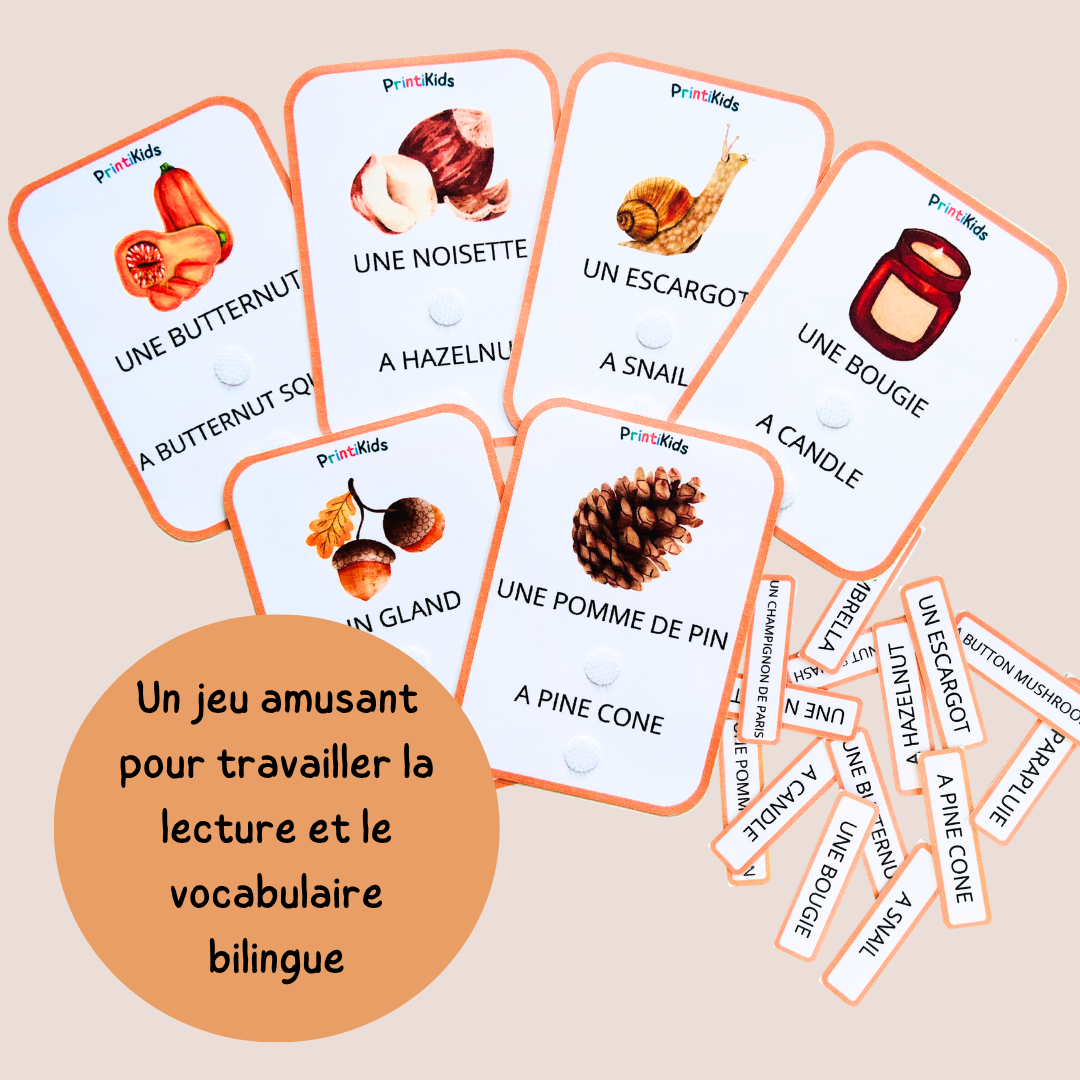 🇫🇷🇬🇧 Cartes de vocabulaire bilingues français anglais – Automne – GS CP CE1