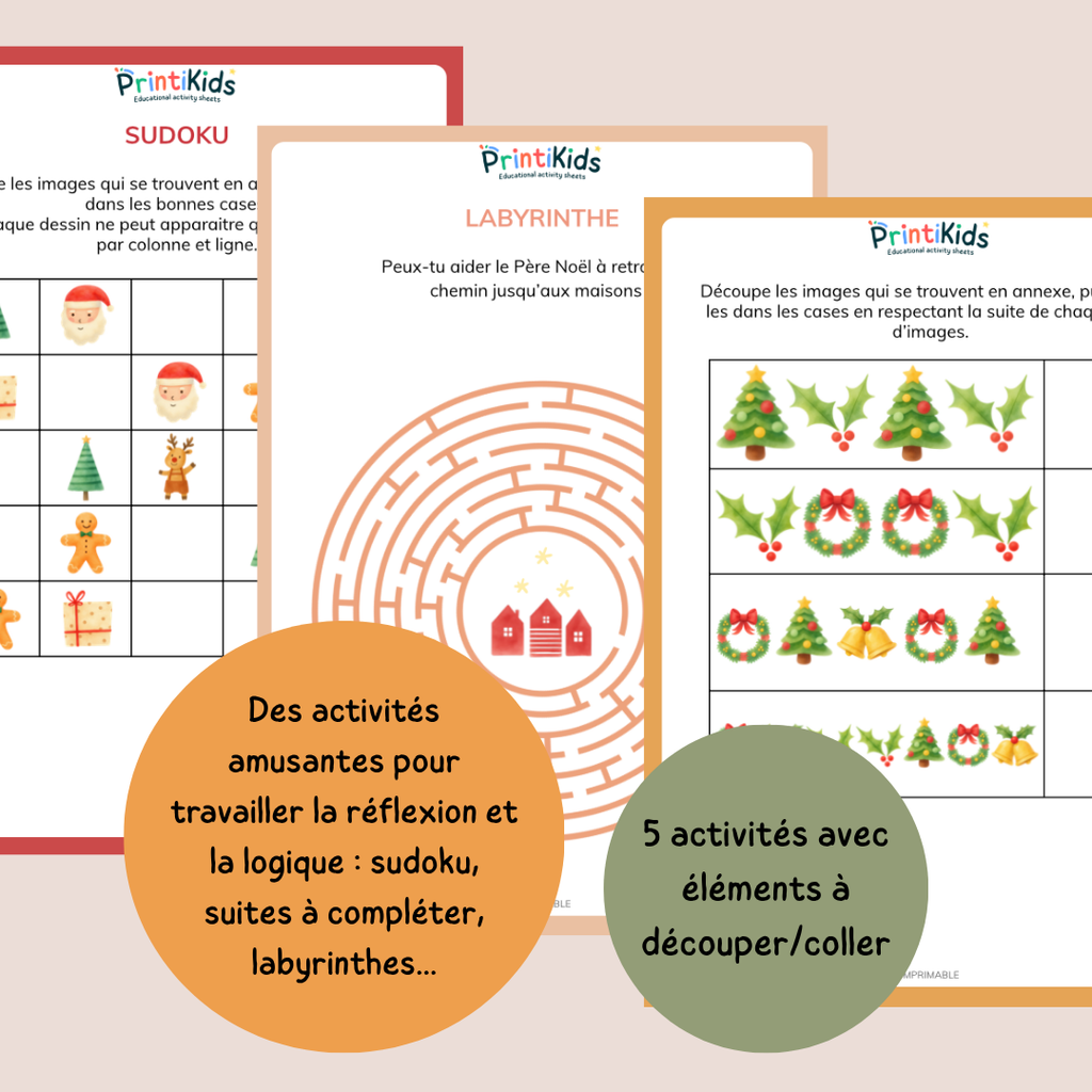 Maxi Pack d’activités de Noël – 35 pages de jeux et exercices - CP CE1