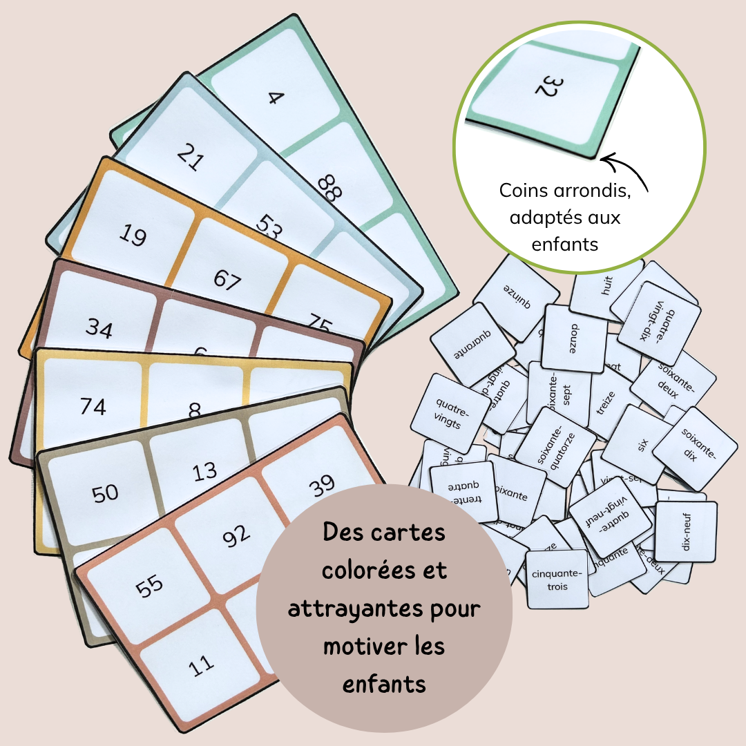 Loto des nombres jusqu’à 100 – Chiffres et lettres - CP CE1 CE2