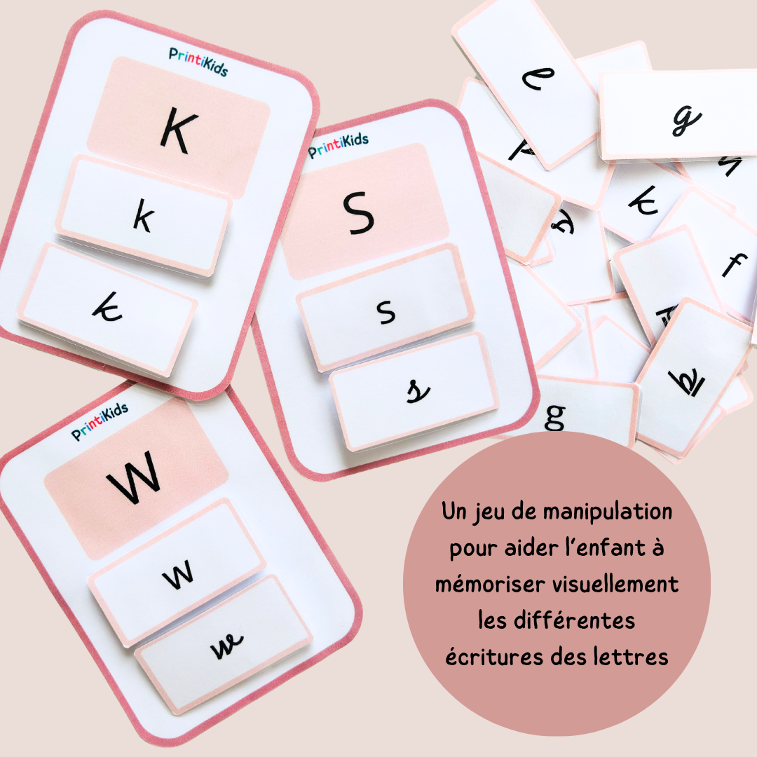Activité d’association des lettres majuscules, minuscules et cursives pour enfants – GS CP
