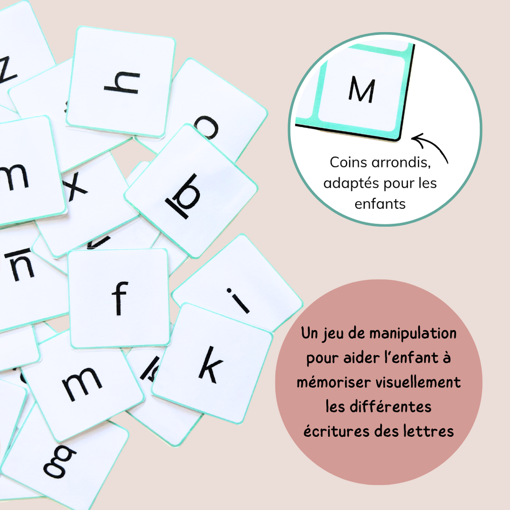 Loto des lettres à manipuler – Associer majuscules, minuscules et cursives – MS GS CP CE1